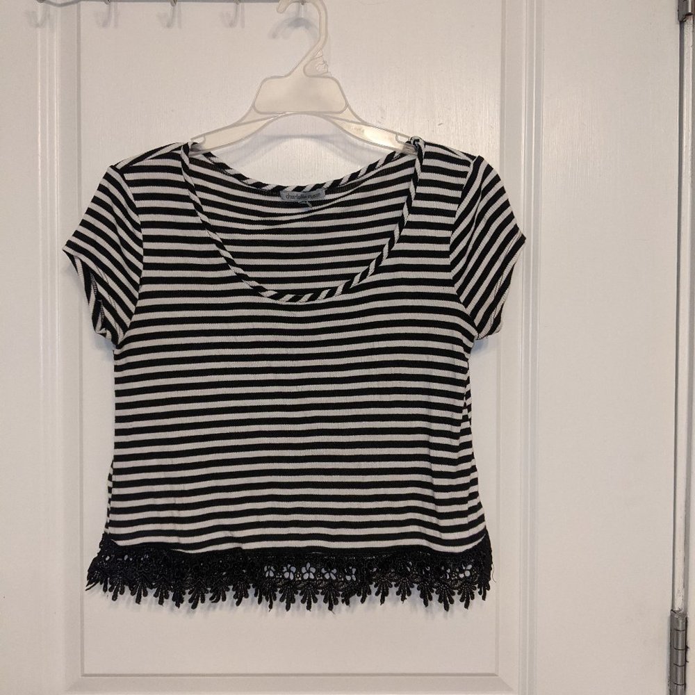Black and white striped top